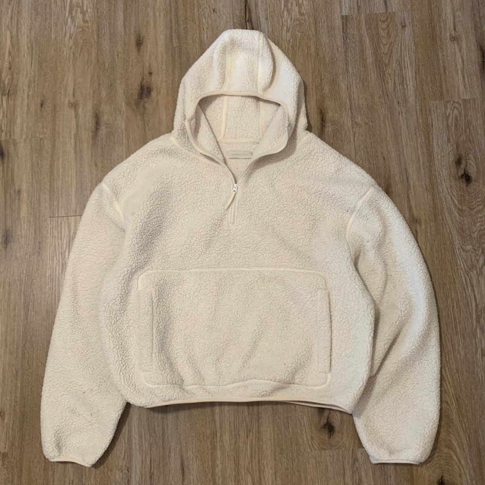 Super baggy Standard Cloth Half-Zip Oslo Fleece Hoodie w/ elbow patches - medium